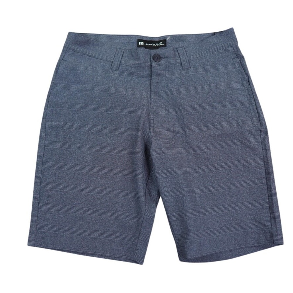 Travis Mathew Mens Golf Shorts Size 30 Blue Grommet Plaid Performance Stretch
